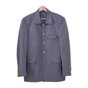 Vintage 1980s Gianni Versace Blazer Mens IT 46 US S Gray LS Ventless Lined FLAWS